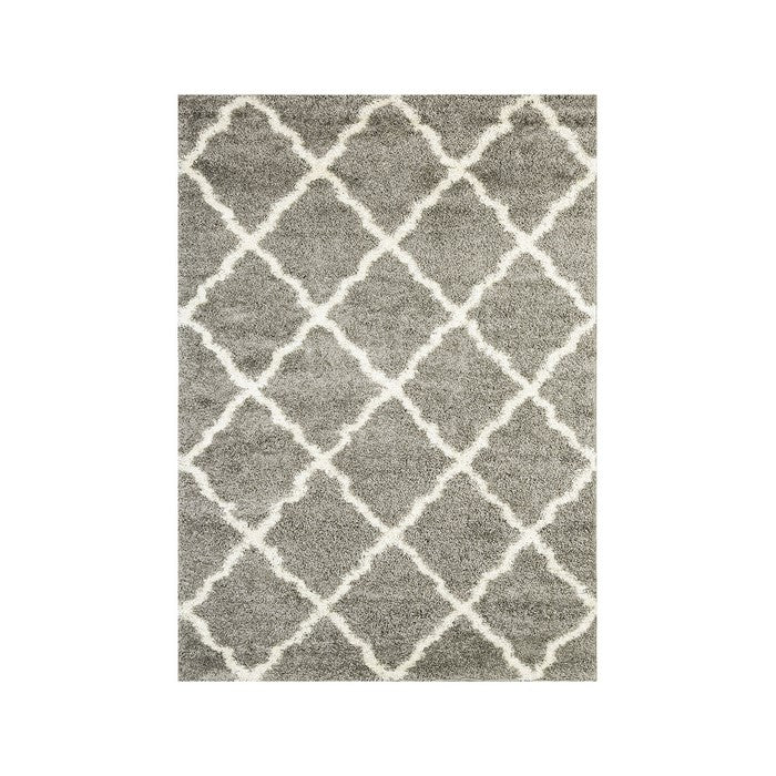 Patterned Area Rug In Polypropylene-frieze & Jute Mesh Backing, Gray