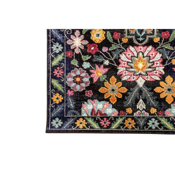 Artistic Polypropylene Area Rug With flower Pattern, Multicolor