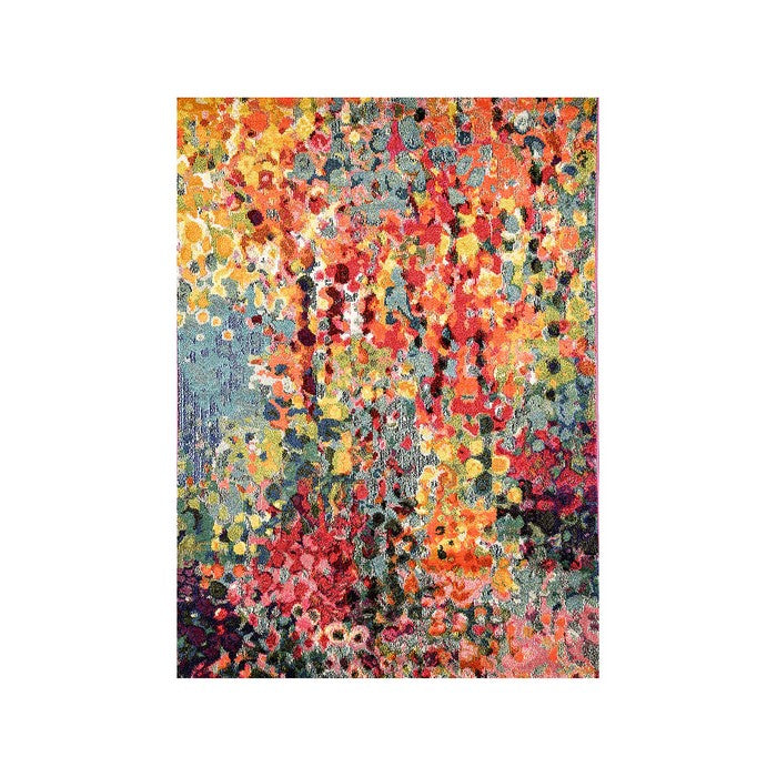 Polypropylene Area Rug With Jute Mesh Backing, Multicolor