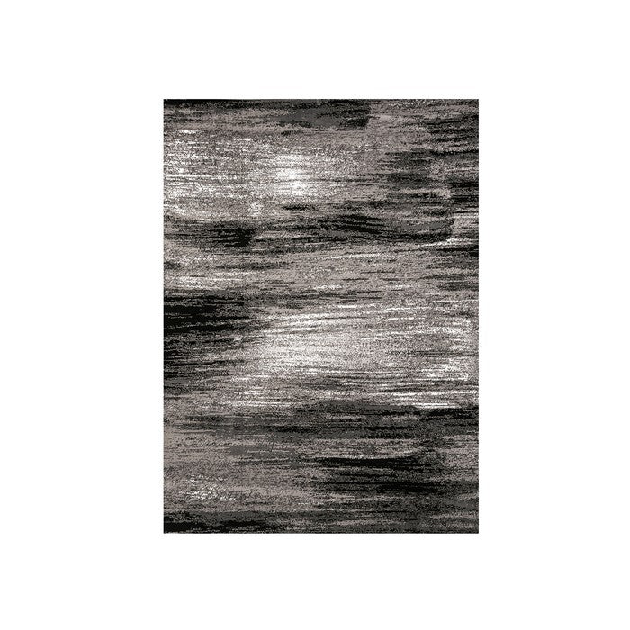 Shaded Patterned Area Rug In Polyester With Jute Mesh, Small, Gray and Black