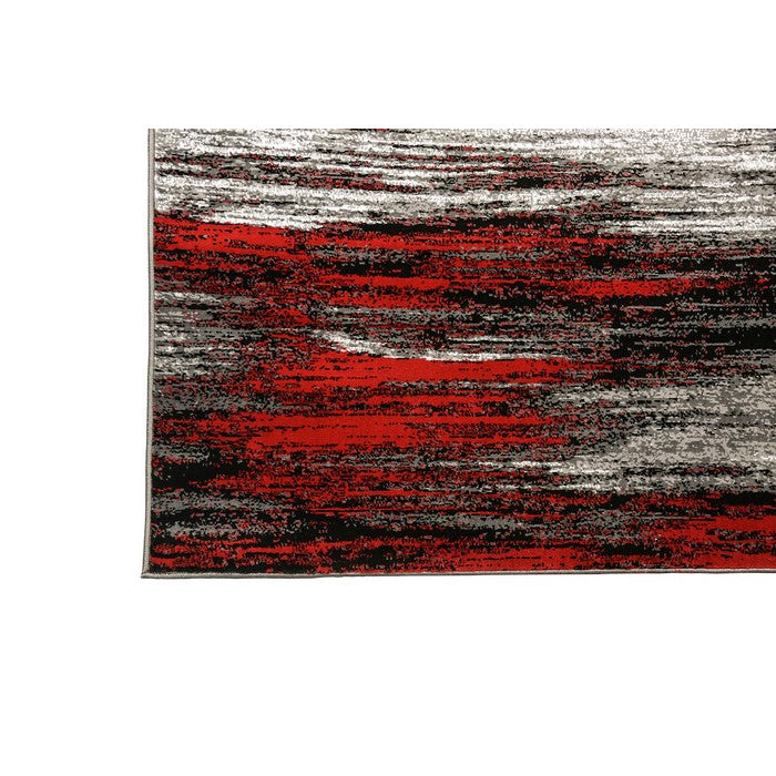 Shaded Patterned Area Rug In Polyester With Jute Mesh, Small, Red and Gray