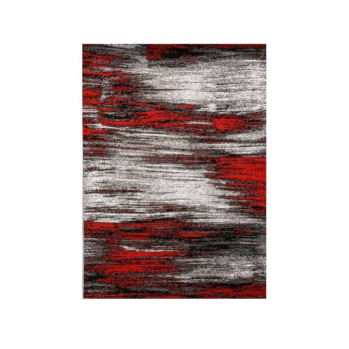 Shaded Patterned Area Rug In Polyester With Jute Mesh, Small, Red and Gray