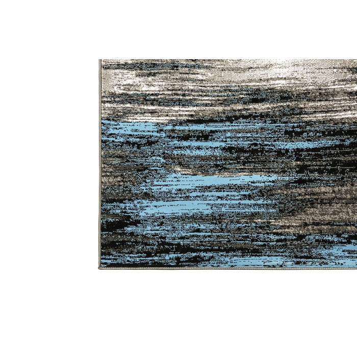 Shaded Patterned Area Rug In Polyester With Jute Mesh, Small, Blue and Gray