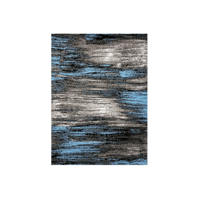 Shaded Patterned Area Rug In Polyester With Jute Mesh, Small, Blue and Gray