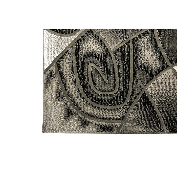 Abstract Patterned Area Rug In Polyester With Jute Mesh, Small, Gray