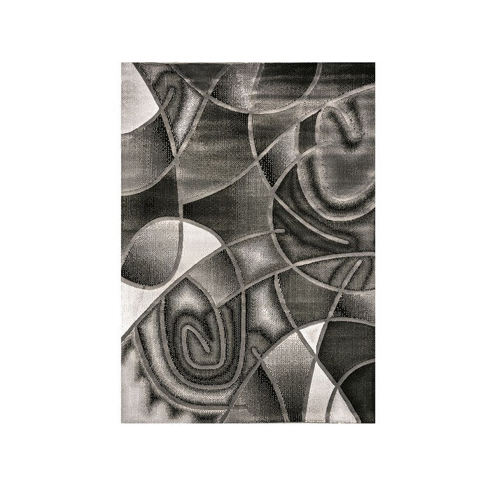 Abstract Patterned Area Rug In Polyester With Jute Mesh, Small, Gray