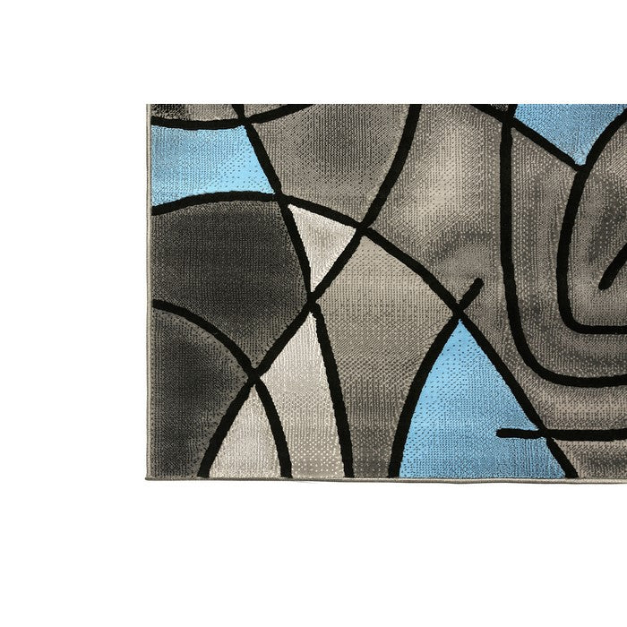 Patterned Area Rug In Polyester With Jute Mesh Backing, Small, Blue & Gray