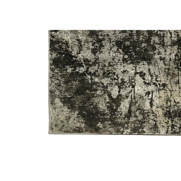 Distressed Polyester Area Rug With Jute Mesh Backing, Small, Black and Gray