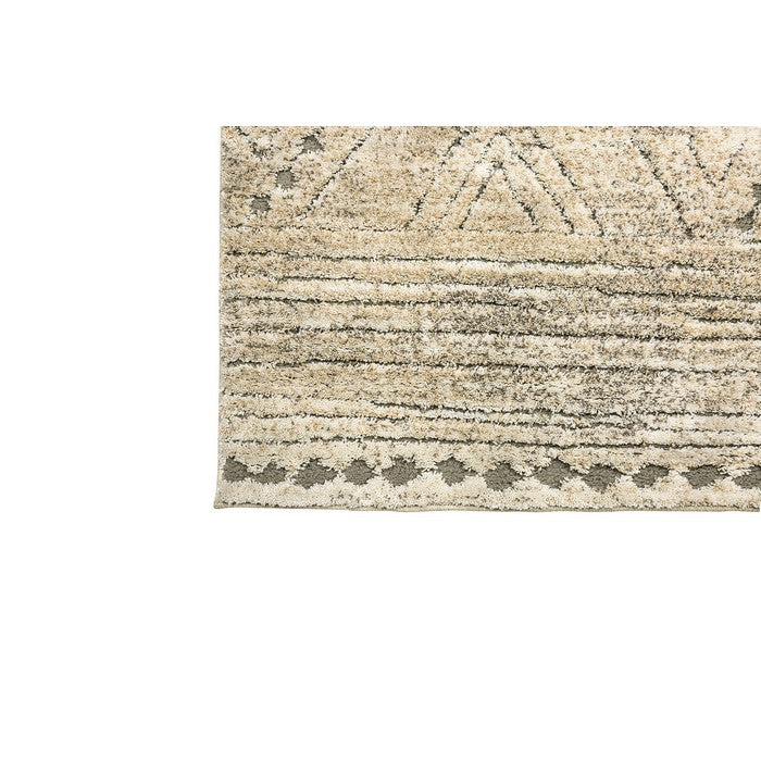 Recycled Polyester Area Rug With Geometric Pattern, Gray and Beige