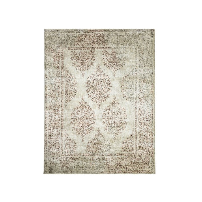Washed Out Patterned Area Rug In Recycled Polyester, Brown and Ivory