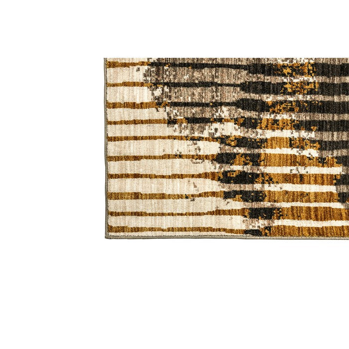 Linear designed Polyester Area Rug With Latex Backing, Multicolor