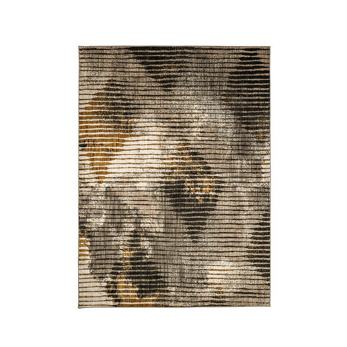 Linear designed Polyester Area Rug With Latex Backing, Multicolor