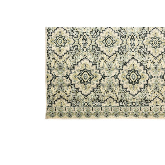Classic Nylon Area Rug With Latex Backing, Medium, Beige and Blue