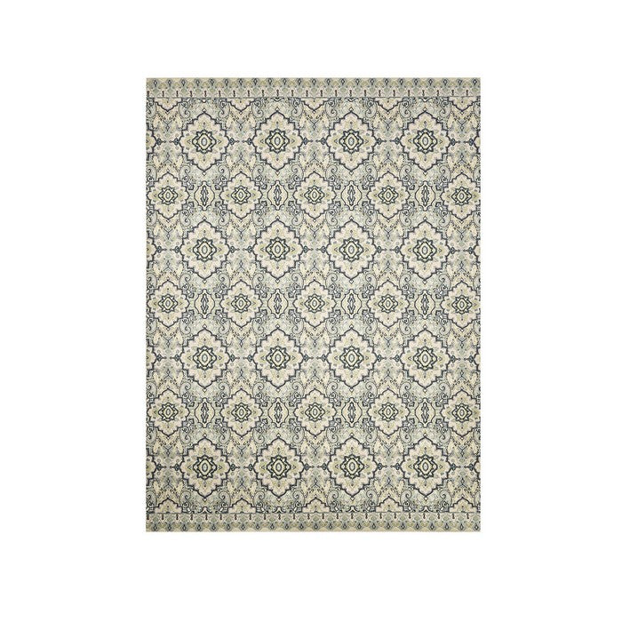 Classic Nylon Area Rug With Latex Backing, Medium, Beige and Blue
