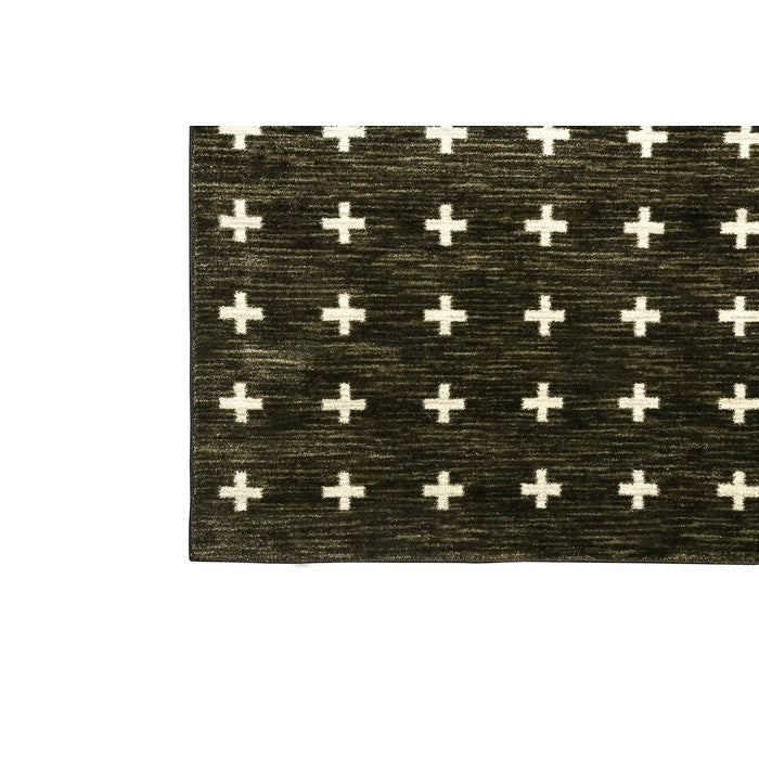 Modern Nylon Area Rug With Latex Backing, Small, Black and Cream