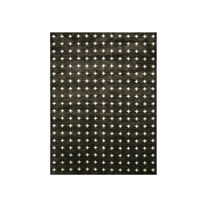 Modern Nylon Area Rug With Latex Backing, Small, Black and Cream