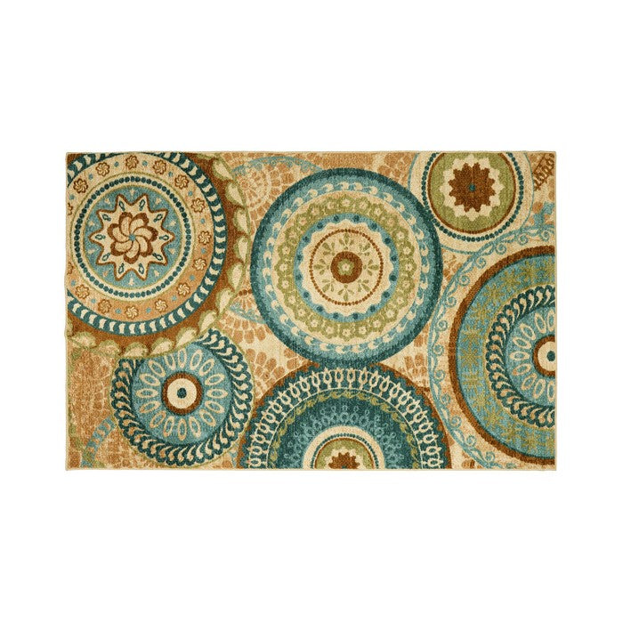 Nylon Area Rug With Floral And Geometric Patterns, Small, Multicolor