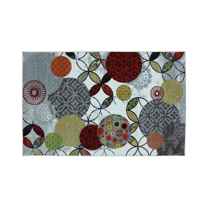 Floral And Geometric Pattern Area Rug In Nylon With Latex, Small, Multicolor
