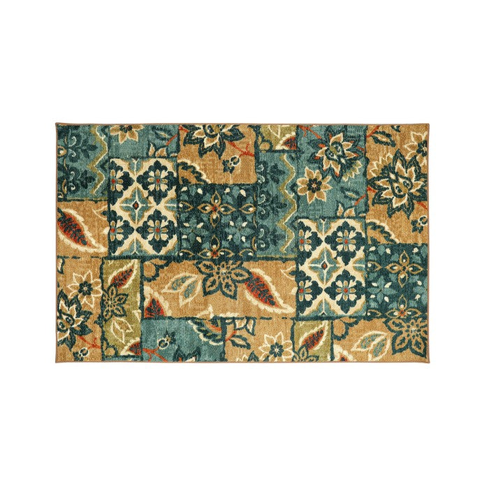 Floral Patterned Nylon Area Rug With Latex Backing, Small, Multicolor