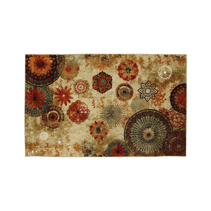 Contemporary Floral Patterned Area Rug In Nylon and Latex, Small, Multicolor