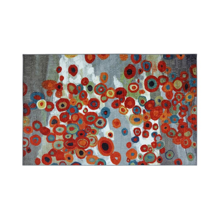 Nylon and Latex Backing Area Rug With Colorful Round Pattern, Small