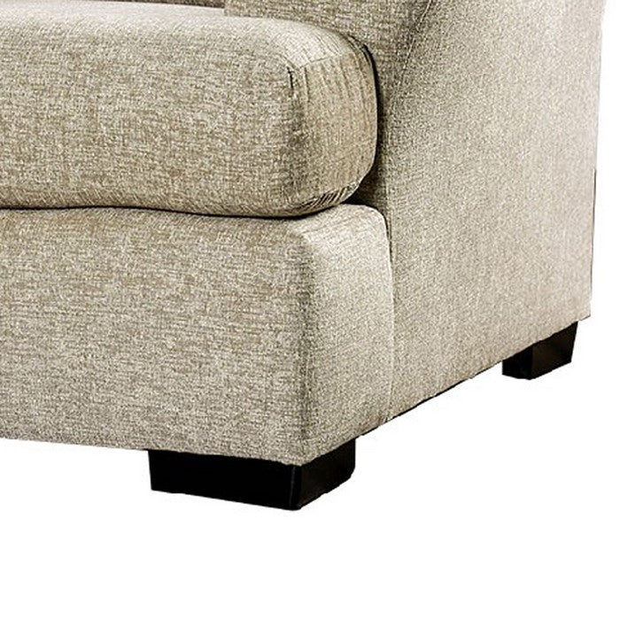 Contemporary Style Fabric Upholstered Wooden Sofa Chair With Arms, Beige