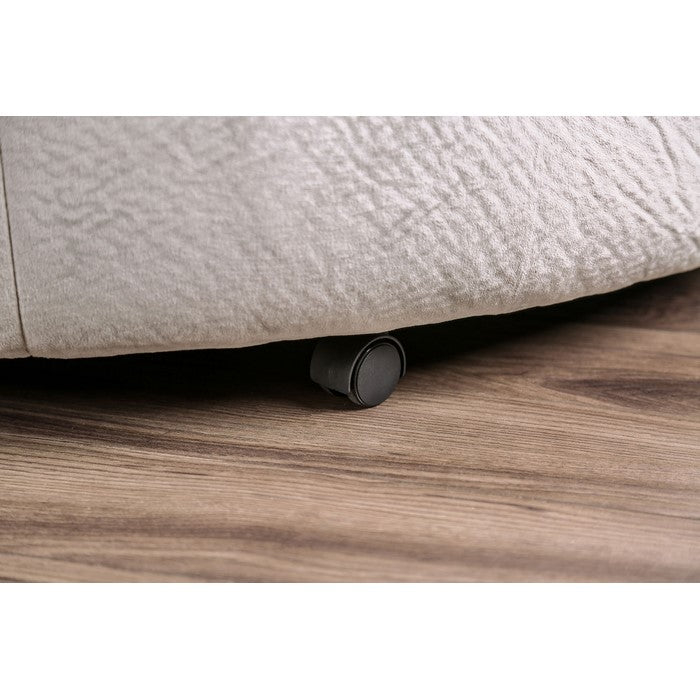 Round Shaped Contemporary Style Fabric Wood Swivel Chair With Arms, Gray
