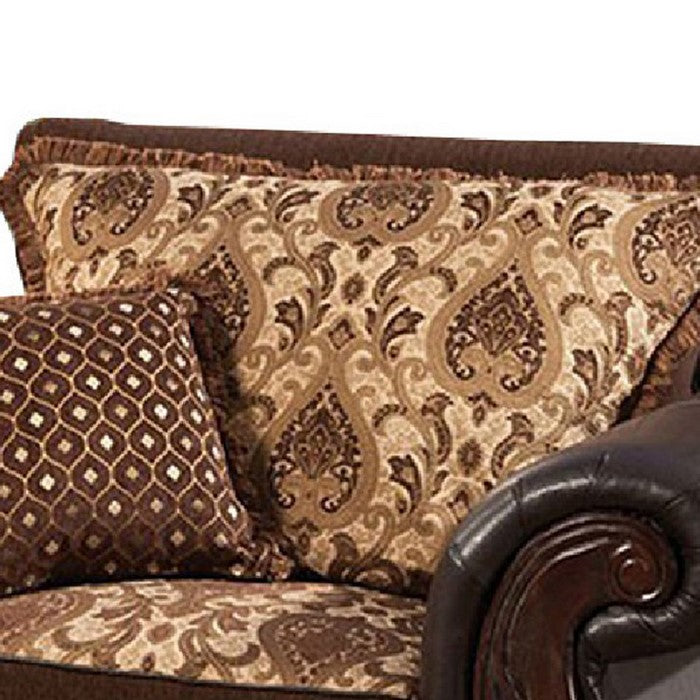 Transitional Style Wood Sofa Chair With Plush Padded Cushions, Black & Brown