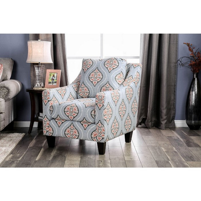 Contemporary Style Sofa Chair With Printed Fabric Upholstery, Multicolor