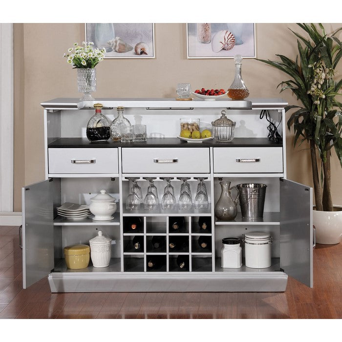 Spacious Wooden Bar Table In Contemporary Style, Silver