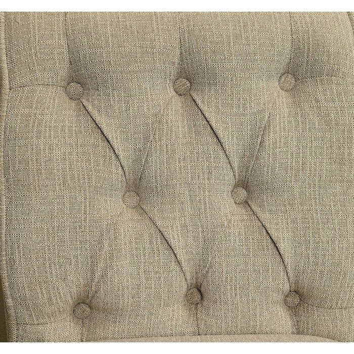 Button Tufted Fabric Upholstered Bar Chair In Wood, Ivory And Black, Set Of 2