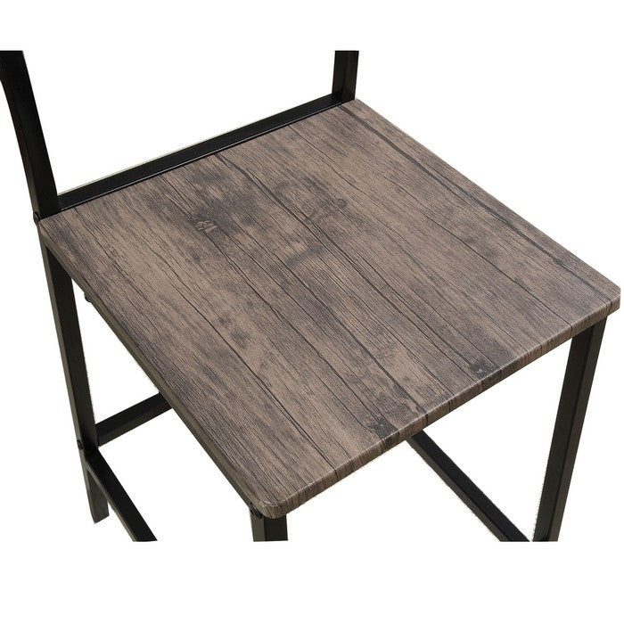 5-Piece Metal And Wood Counter Height Table Set In Antique Brown
