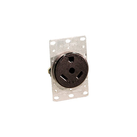 Leviton 7313 30 Amp, 125 Volt, NEMA Tt-30R, 2P, 3W, Flush Mounting Receptacle, Straight Blade, Industrial Grade, Grounding, For Recreational Vehicles, Side Wired, Steel Strap, Black