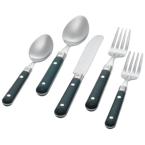 Ginkgo International Le Prix 20-Piece Stainless Steel Flatware Place Setting, Green, Service for 4