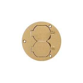 Hubbell Wiring Systems S3925 Brass Round Floor Box Duplex Flap Single Service Cover, 3.88" Diameter