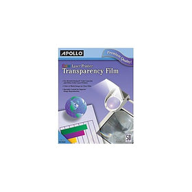 Apollo Color Laser Printer Transparency Film without Sensing Stripe, 8.5 x 11 Inches, 50 Sheets per Box (VCG7070)