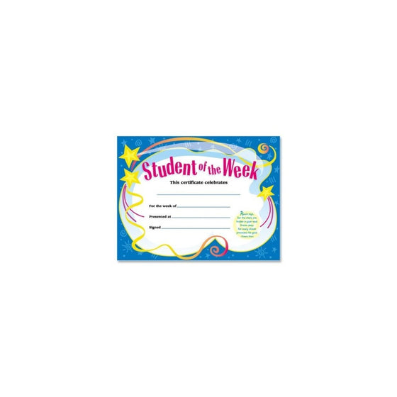 Trend T2960 Student of the Week Certificates, 8-1/2 x 11, White Border, 30/Pack (TEPT2960)