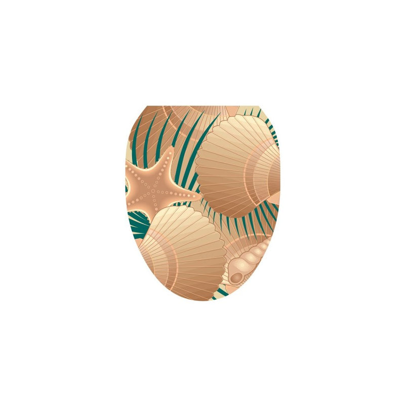 Toilet Tattoos TT-1600-O Found on the Beach Design, Elongated