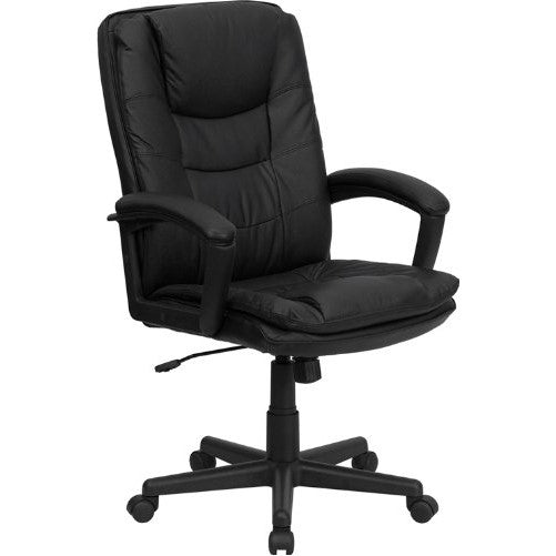 Flash Furniture High Back Black Leather Executive Swivel Chair with Arms