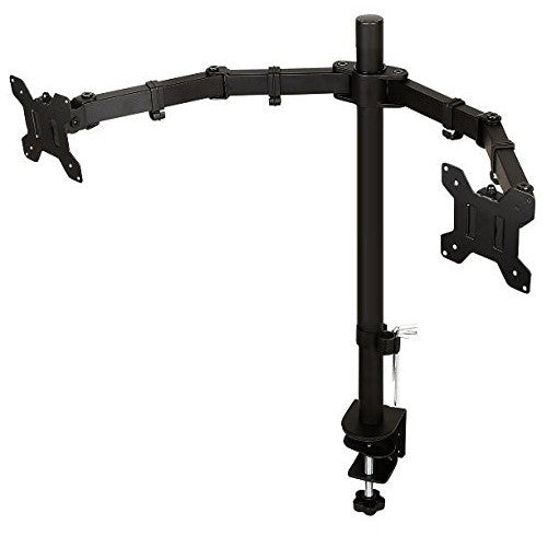 EZM Basic Dual Monitor Mount Stand Desk Clamp with Grommet Mount Option holds monitors up to 27" widescreen Uses standard Vesa mount (002-0007)