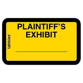 Tabbies Legal Exhibit Labels, "Plaintiff's", 1-5/8"x1", Yellow 252 labels(TAB58094)