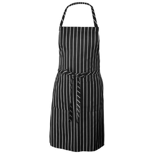 Chef Works Mens Bib Apron, Black/White Chalk Stripe, 34.25-Inch Length by 27-Inch Width