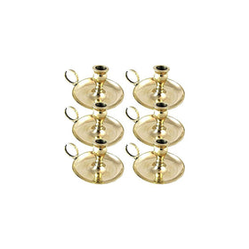 Biedermann & Sons Small Brass Chamberstick Candle Holders (½-inch diameter), Box of 6