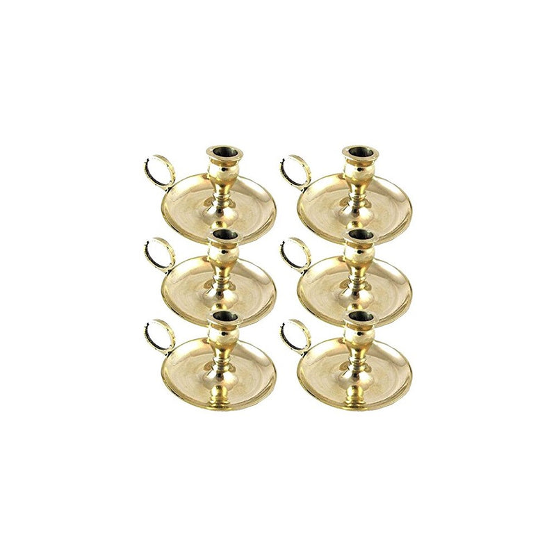 Biedermann & Sons Small Brass Chamberstick Candle Holders (½-inch diameter), Box of 6