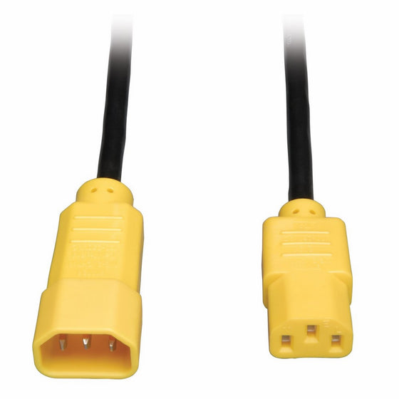 Tripp Lite Standard Computer Power Extension Cord 10A, 18AWG (IEC-320-C14 to IEC-320-C13 with Yellow Plugs) 4-ft.(P004-004-YW)