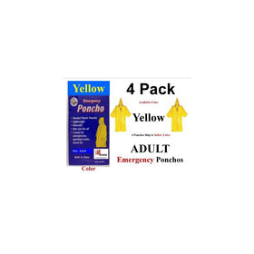 4 PK VAS YELLOW EMERGENCY HOODED RAIN PONCHO -W VAS EMERGENCY POUCH