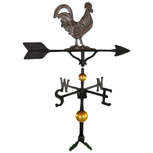 Montague Metal Products 32-Inch Deluxe Weathervane with Swedish Iron Rooster Ornament