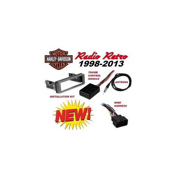 98-2013 Retro Harley Touring Stereo Radio Cd Install Adapter Dash Kit Flht Flhx Flhtc Road Street Electra Glide