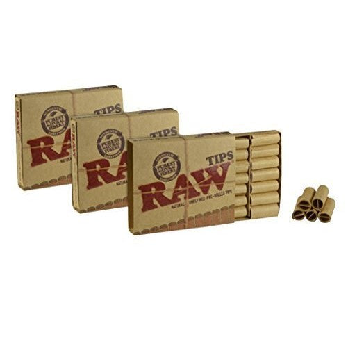 Raw Natural Unrefined Pre-Rolled Filter Tips 3 Pack (21 Per Box)