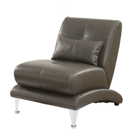 Contemporary Style Leatherette Chair With Pillow In Gray